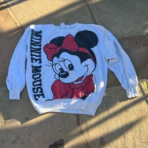 Vintage 80’s Minnie Mouse Disney Sweatshirt Crewneck XL Made USA Double Sided